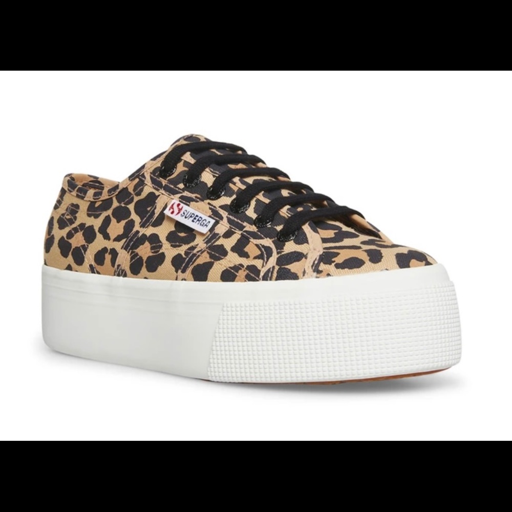 Superga cheetah print platform sneakers